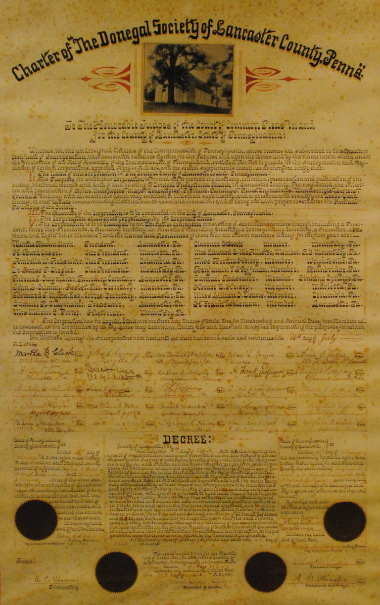 Charter of the Donegal Society of Lancaster County Pennsylvania